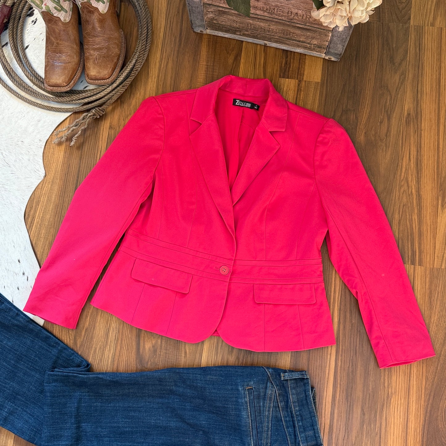 NEW 7th Avenue New York & Company Women's Bright Pink Blazer (16)
