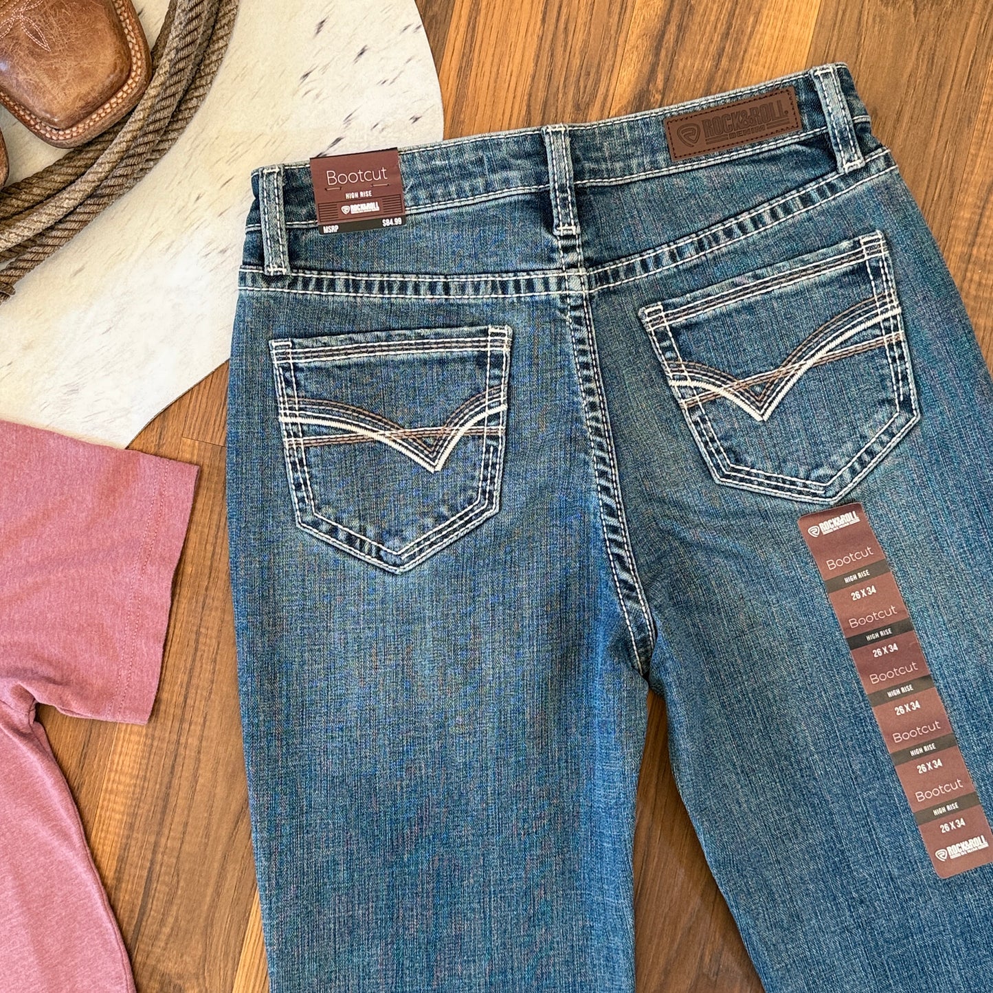 NEW Rock & Roll Denim High Rise Bootcut Stretch Riding Jeans (26x34)