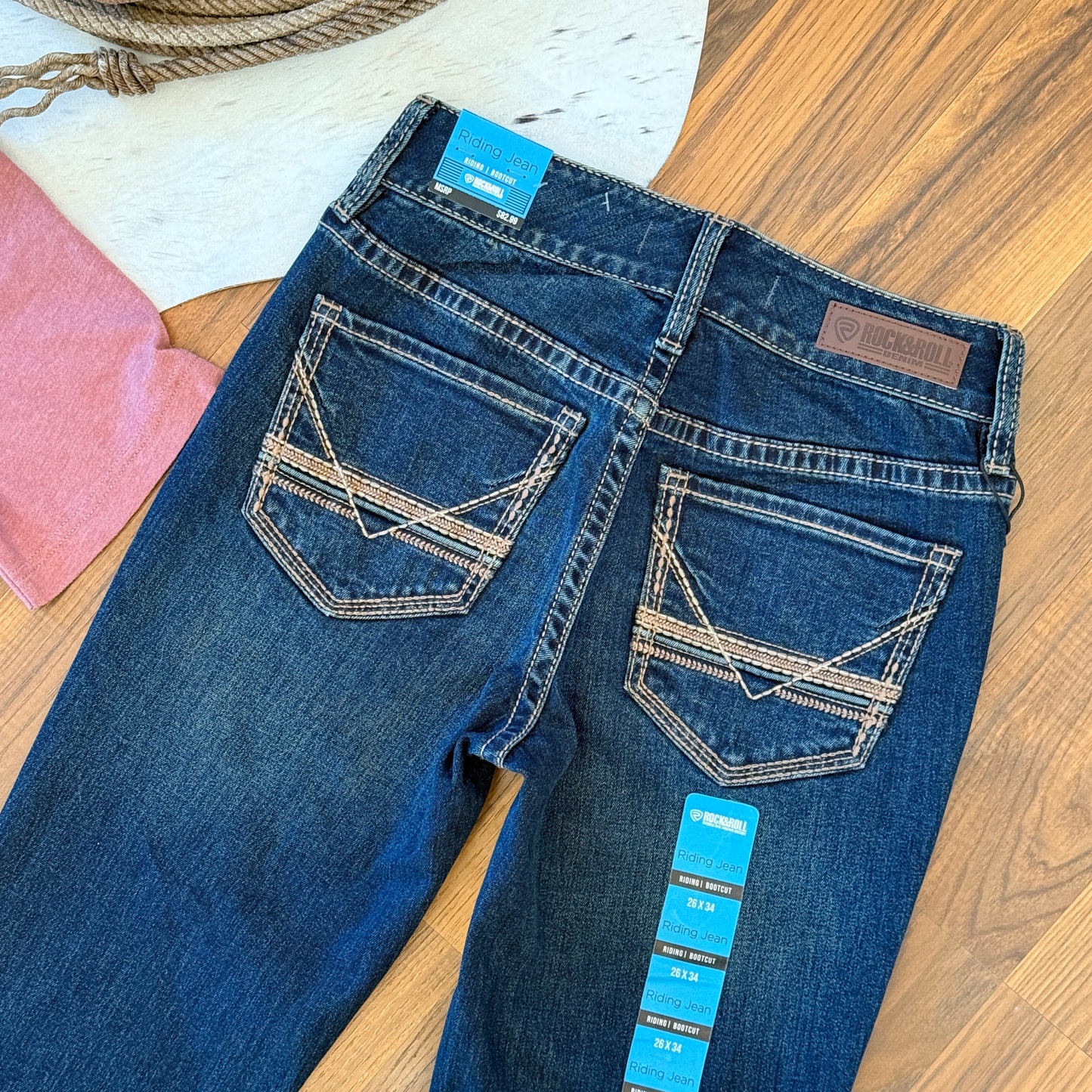 NEW Rock & Roll Denim Mid Rise Stretch Bootcut Riding Jeans (26x34)