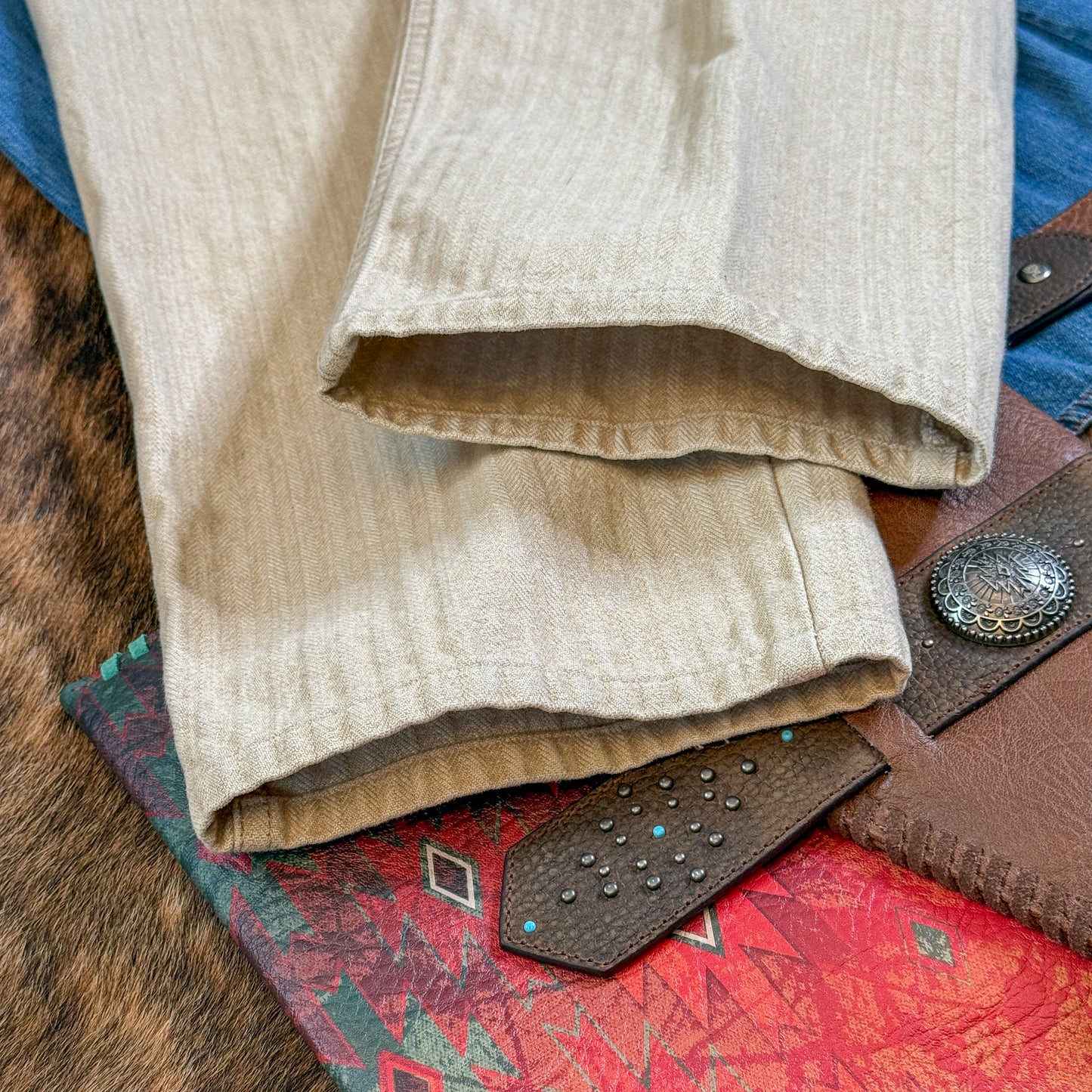 Vintage Rockies High Rise Wheat Beige Pinstripe Western Yoke Jeans (11/12)