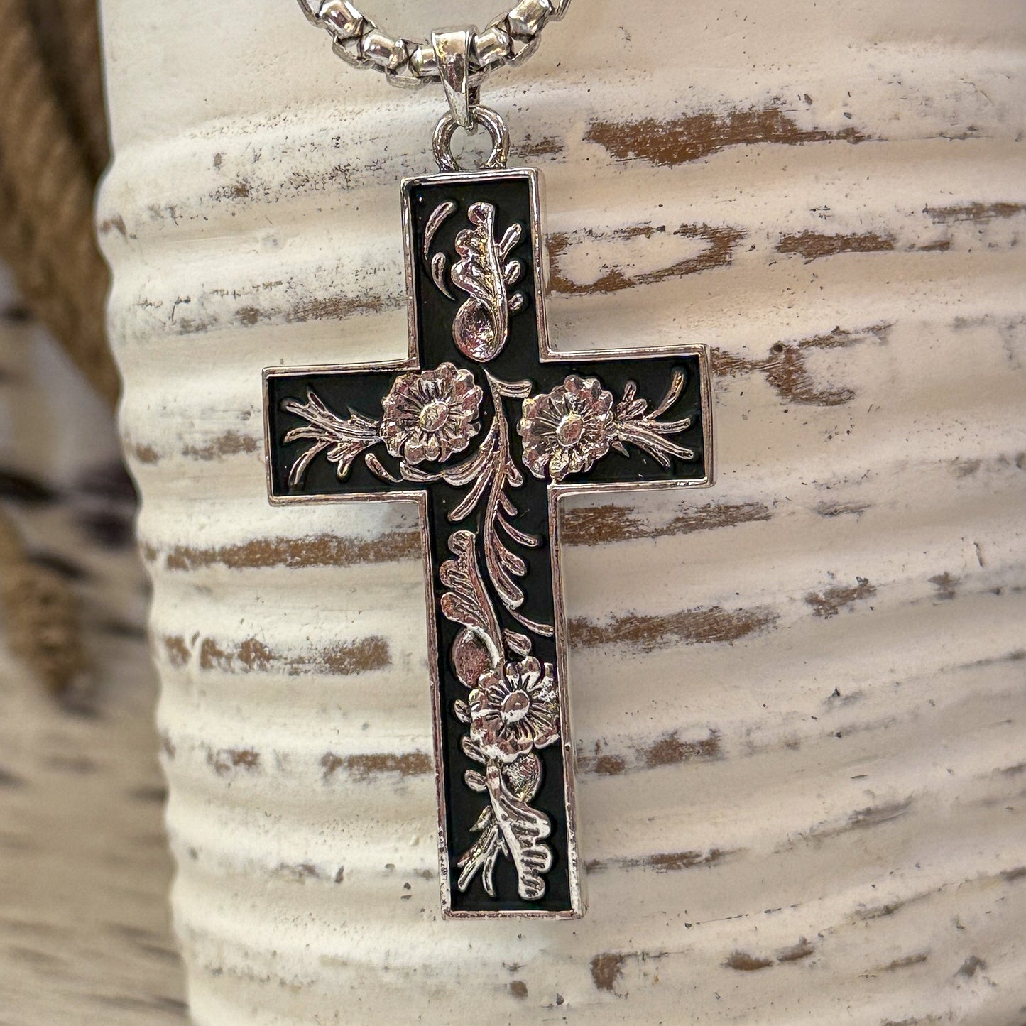 NEW Men's Justin Stainless Steel Reversable Cross Western Pendant