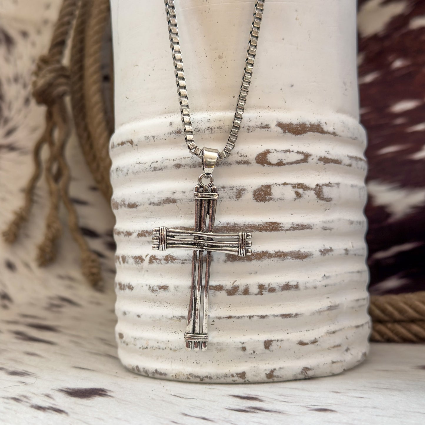 NEW Men's Justin Slat Bar Cross Western Pendant