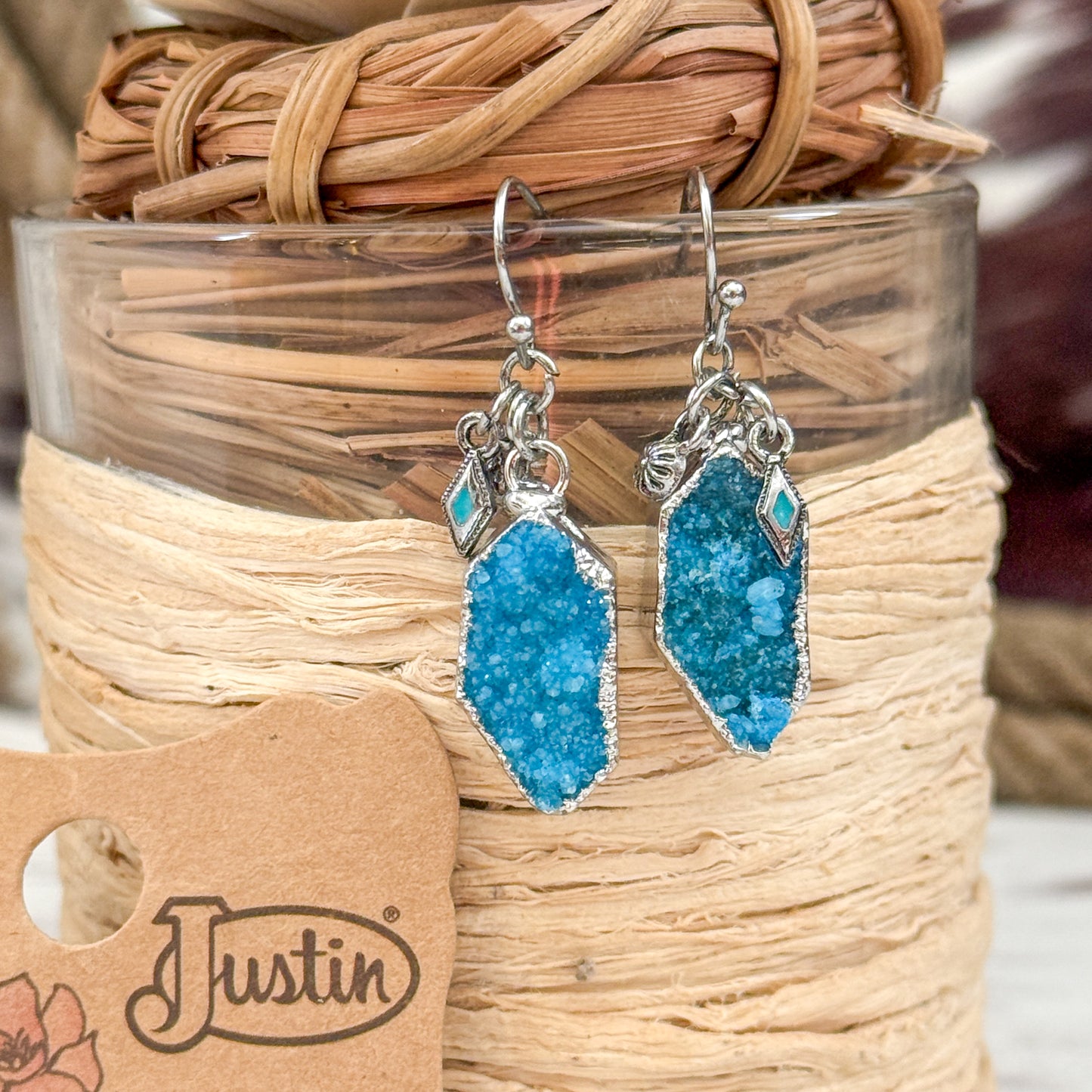 NEW Justin Drusy Hanging Charms Western Earrings