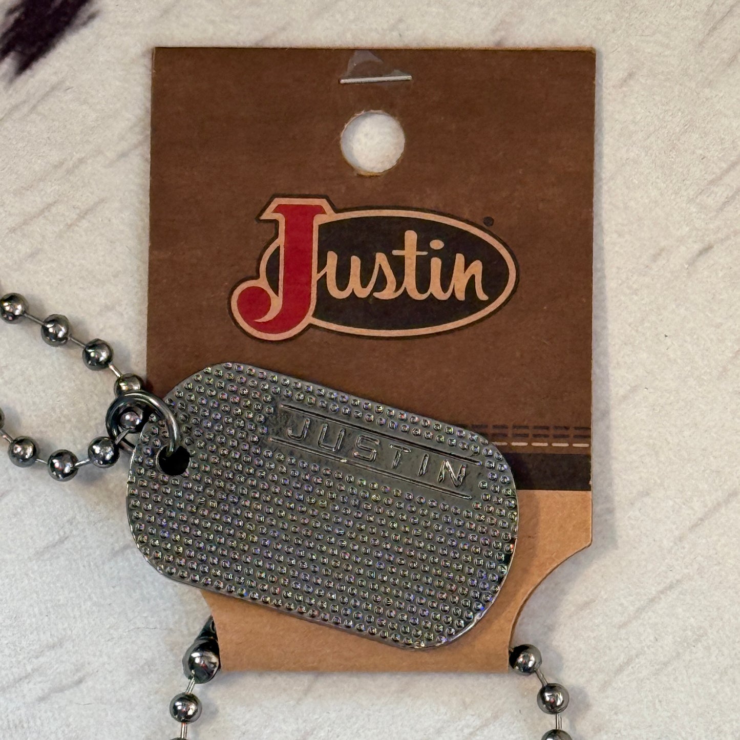 NEW Men's Justin Gun Metal USA Flag Dog Tag Western Pendant