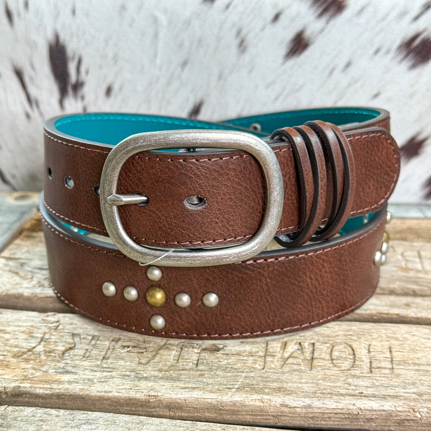 NEW Ladies Brown Western Belt with Decorative Studs (Medium)