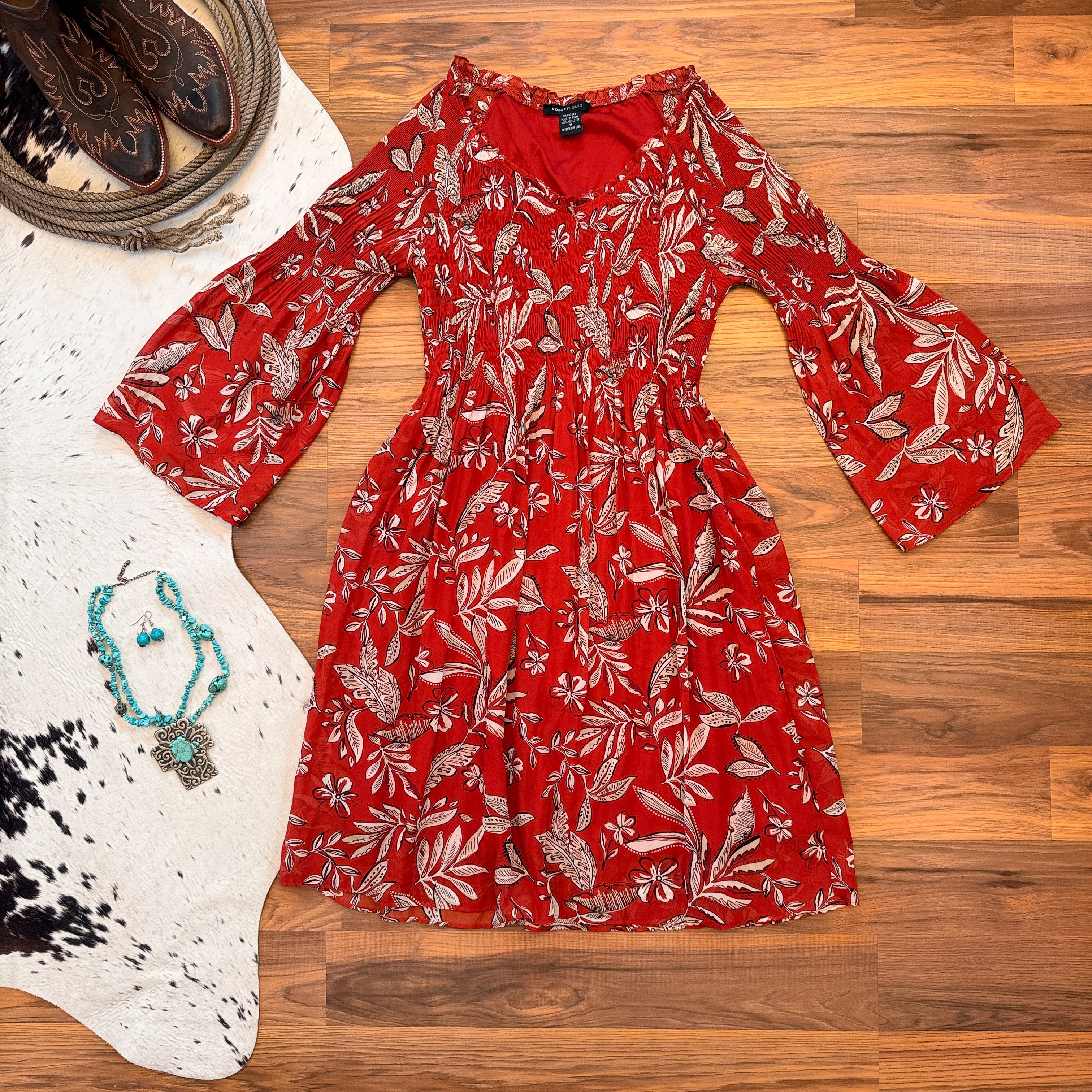 Floral Bell Sleeve Dress by Robert Louis (M) – Feral Filly Resale