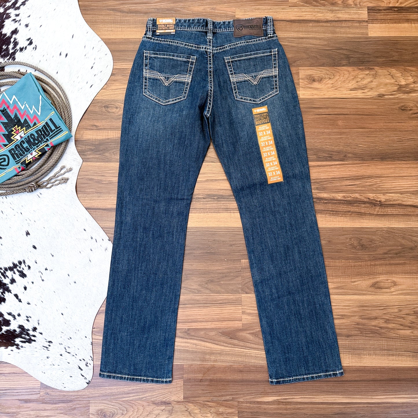 NEW Rock & Roll Denim Double Barrel Relaxed Stackable Bootcut Jeans (32x34)