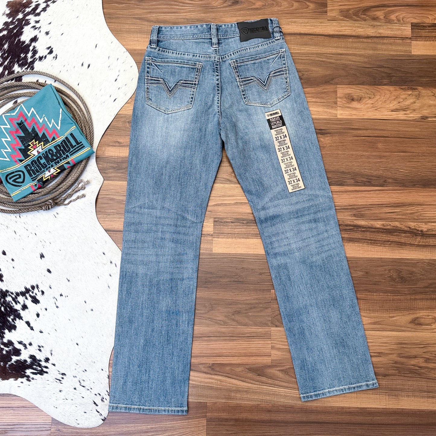 NEW Rock & Roll Denim Bravo Tapered Bootcut Jeans (32x34)