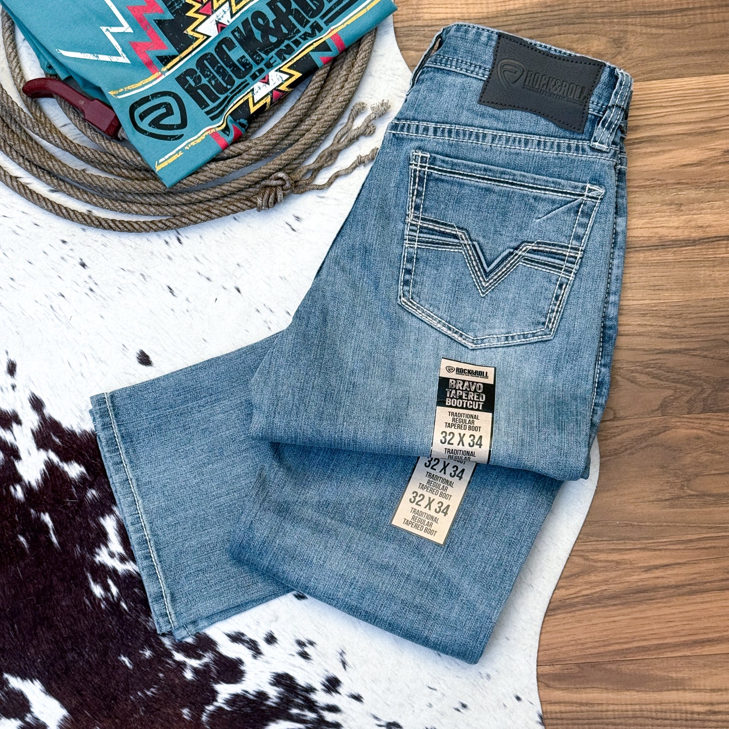 NEW Rock & Roll Denim Bravo Tapered Bootcut Jeans (32x34)