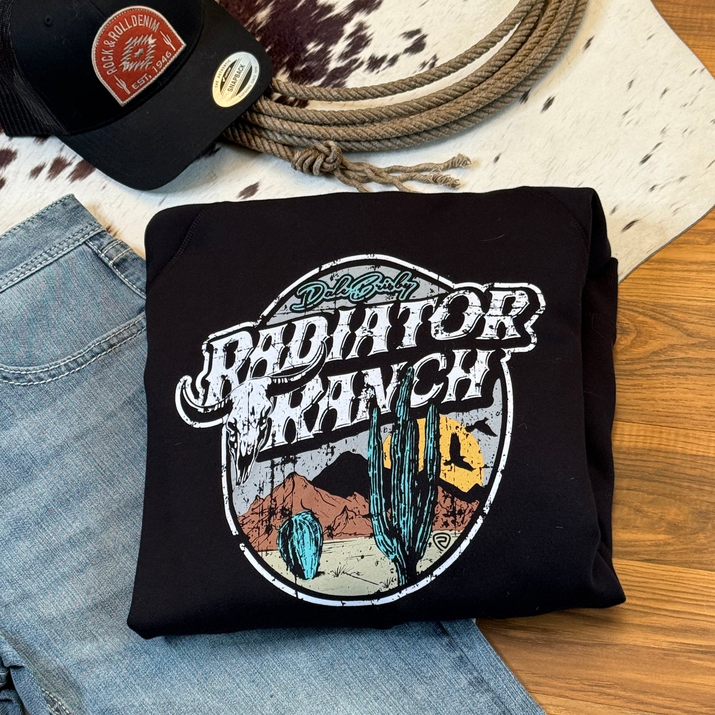 NEW Rock & Roll Denim Radiator Ranch Hoodie – Black (L)