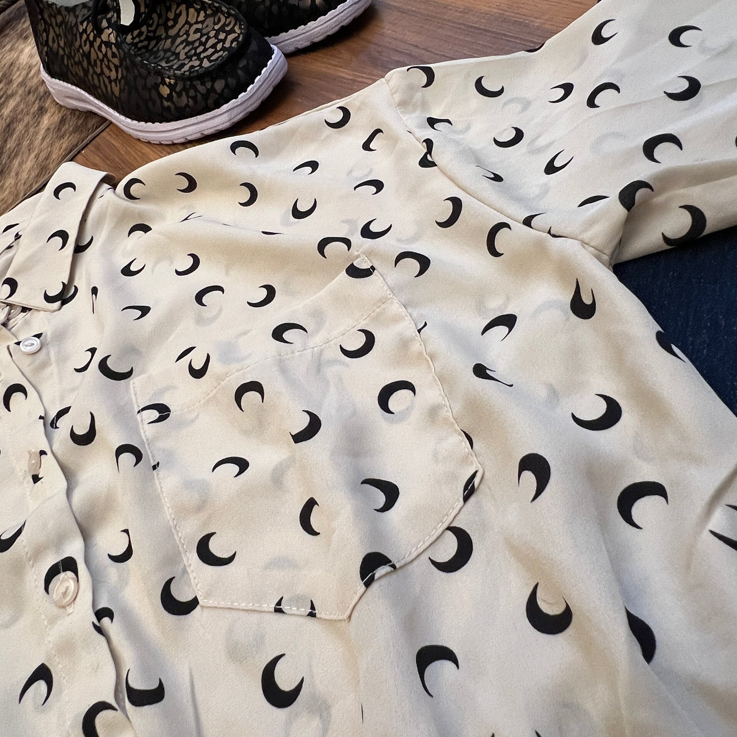Cresent Moon Long Sleeve Crop Top (Small)