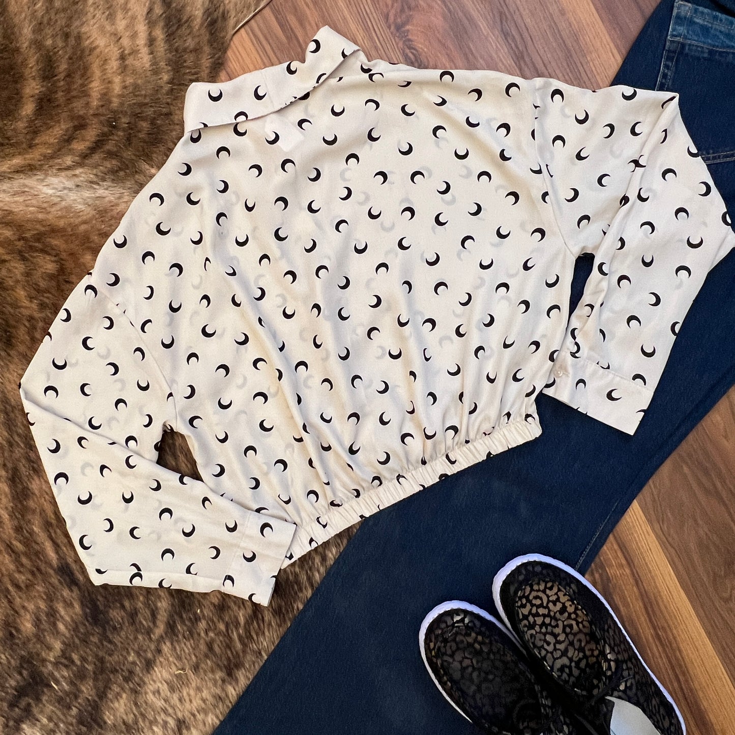 Cresent Moon Long Sleeve Crop Top (Small)