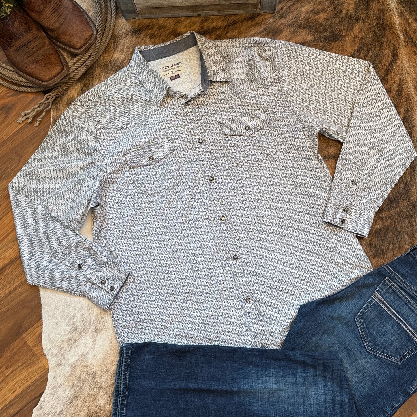 Cody James Pearl Snap Heavyweight Cotton Men's Western Shirt