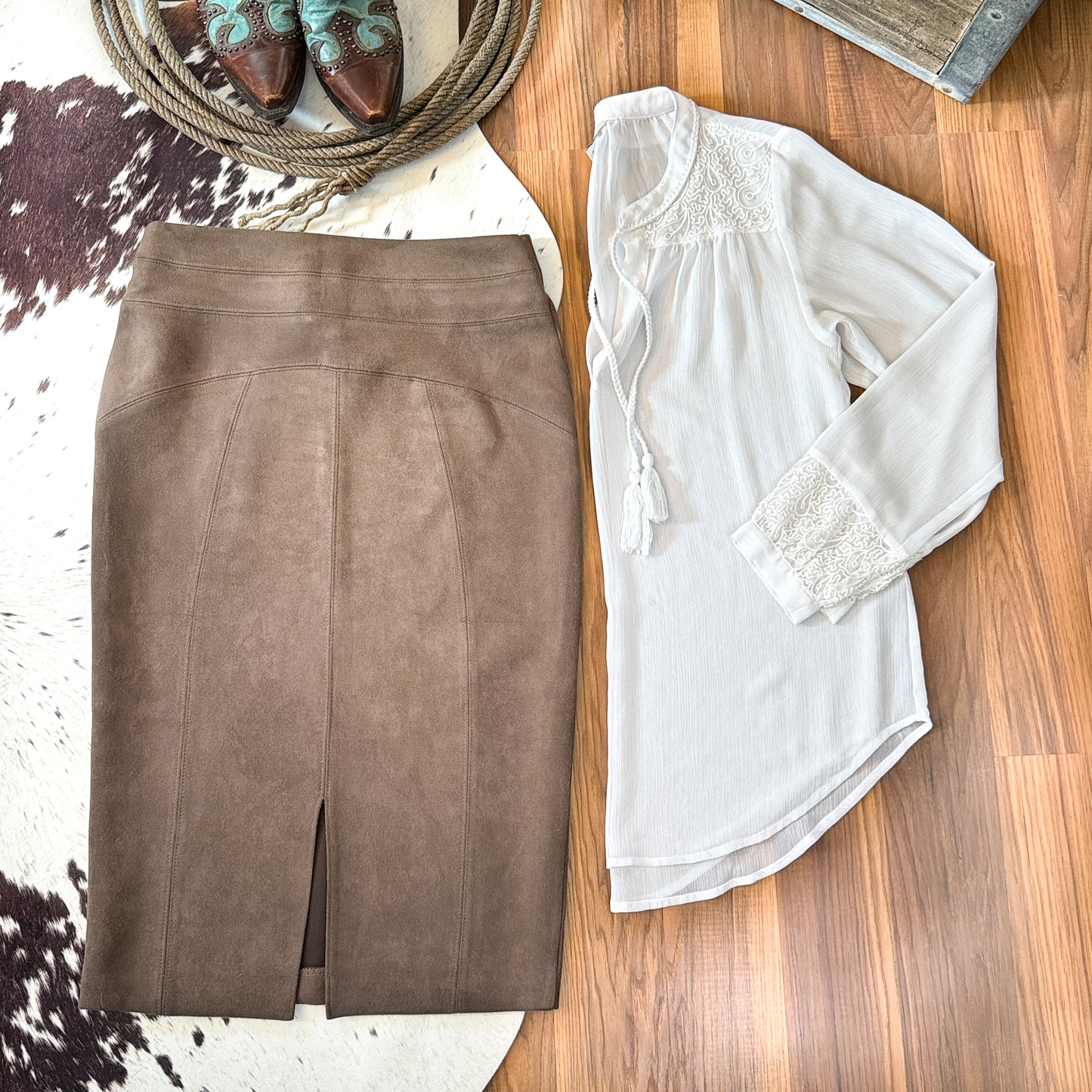Faux Suede Pencil Skirt (XS)