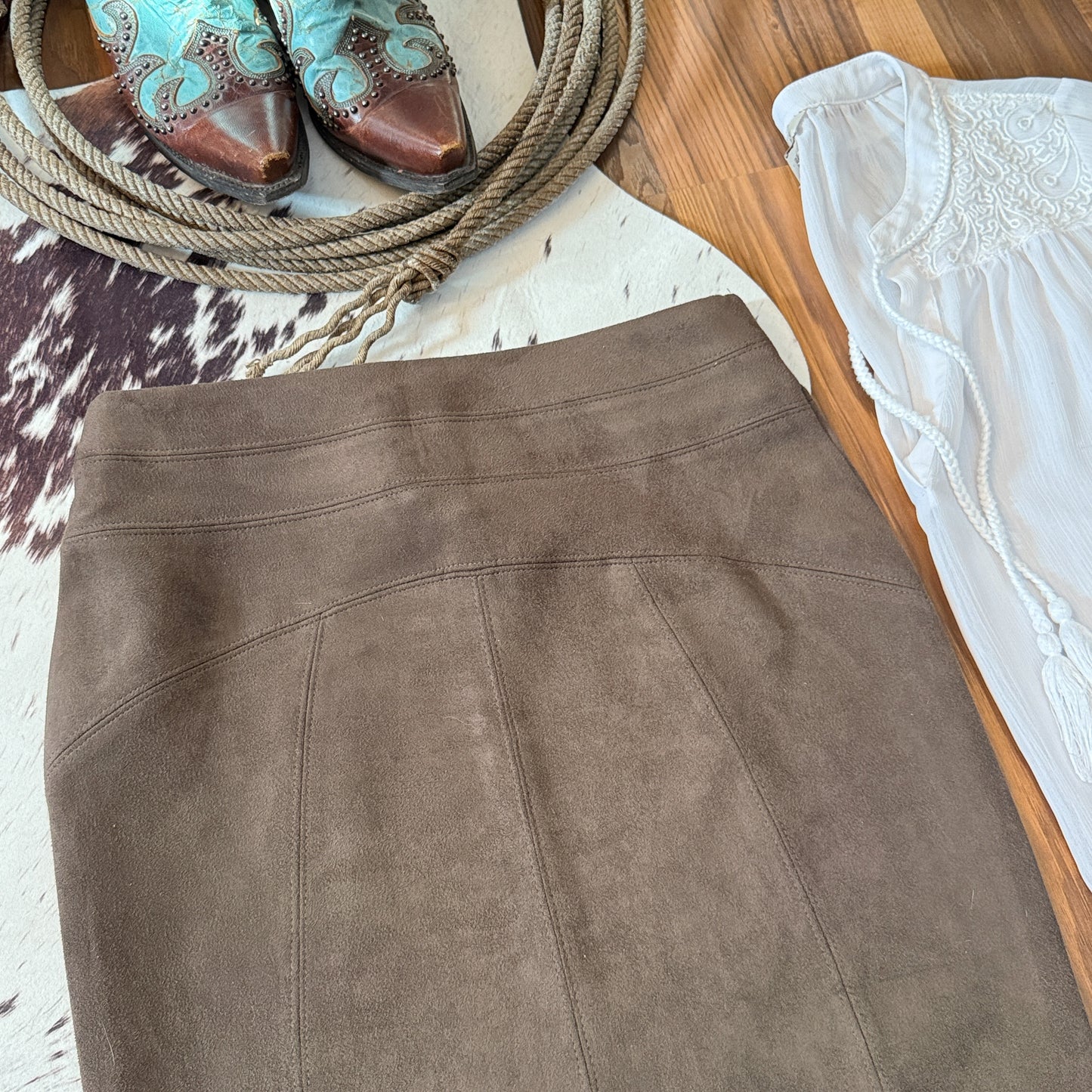 Faux Suede Pencil Skirt (XS)