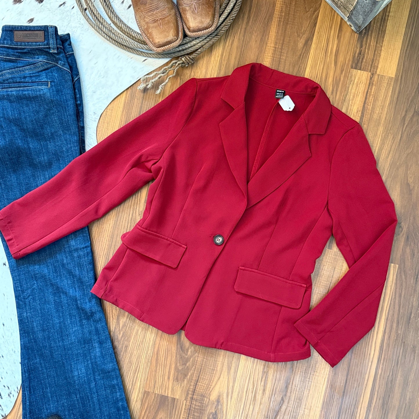 Single Breasted Fitted Lightweight Blazer (Large)