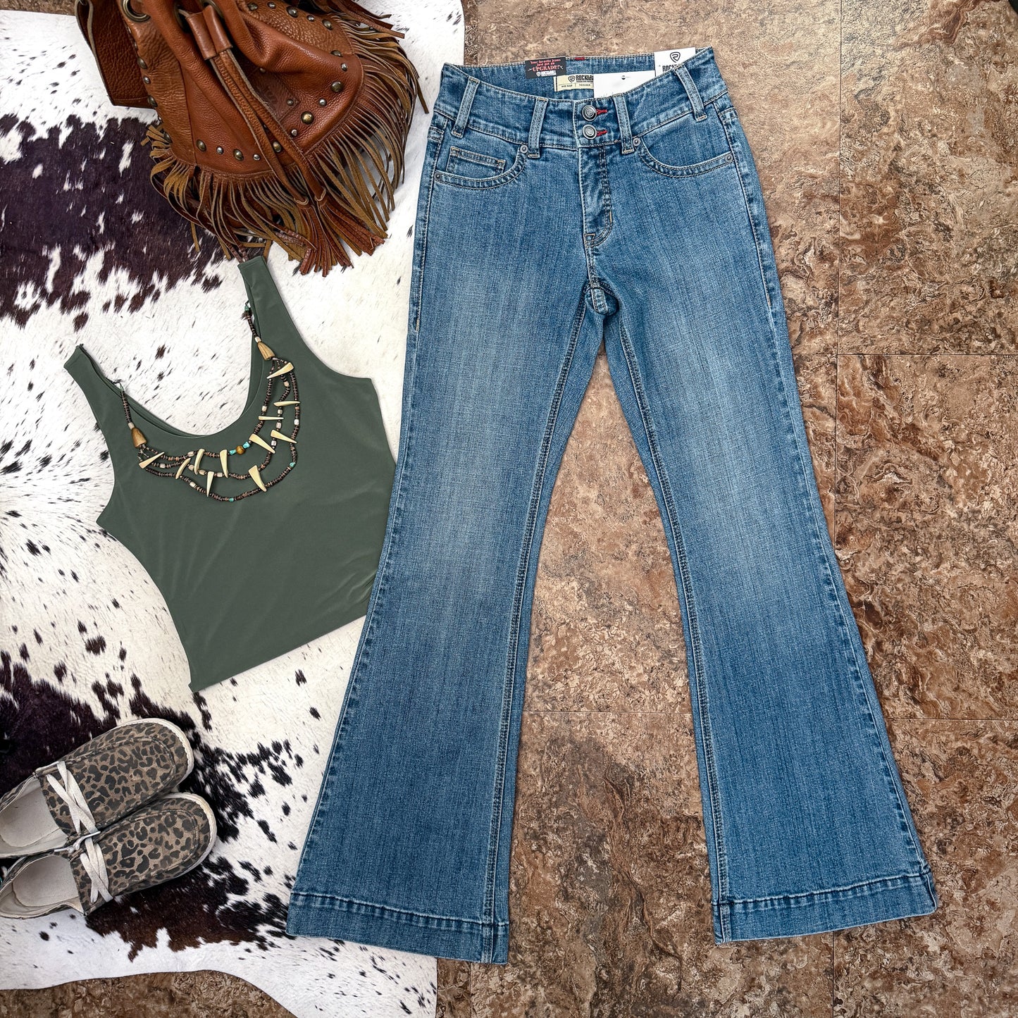 Rock & Roll Denim Double Button Trouser Jeans Front View