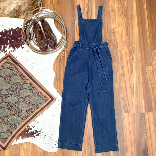 Universal Thread High Rrise Cropped Wide Leg Denim Overalls (8)
