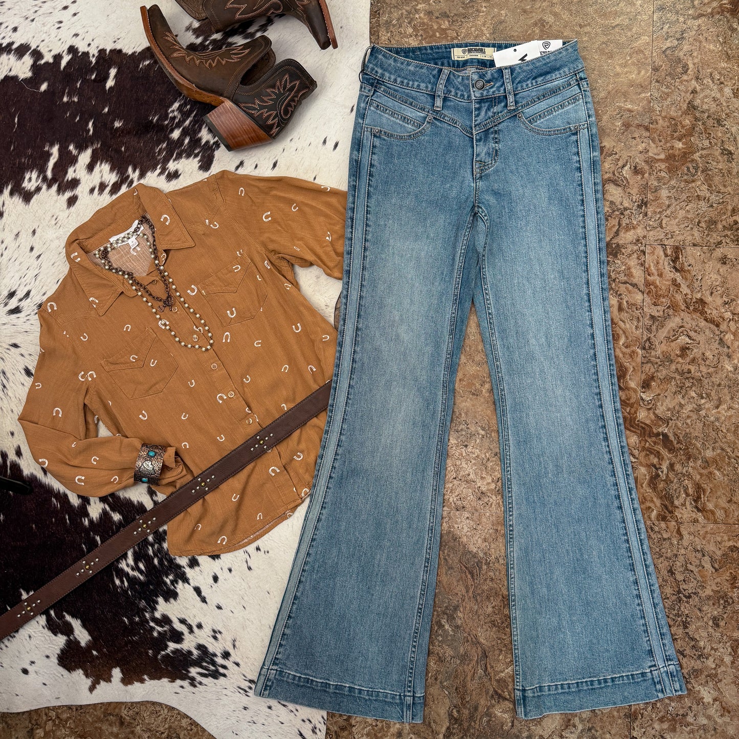 NEW Rock & Roll Denim Two-Tone Side Seem Mid Rise Trouser Jeans (26x34)