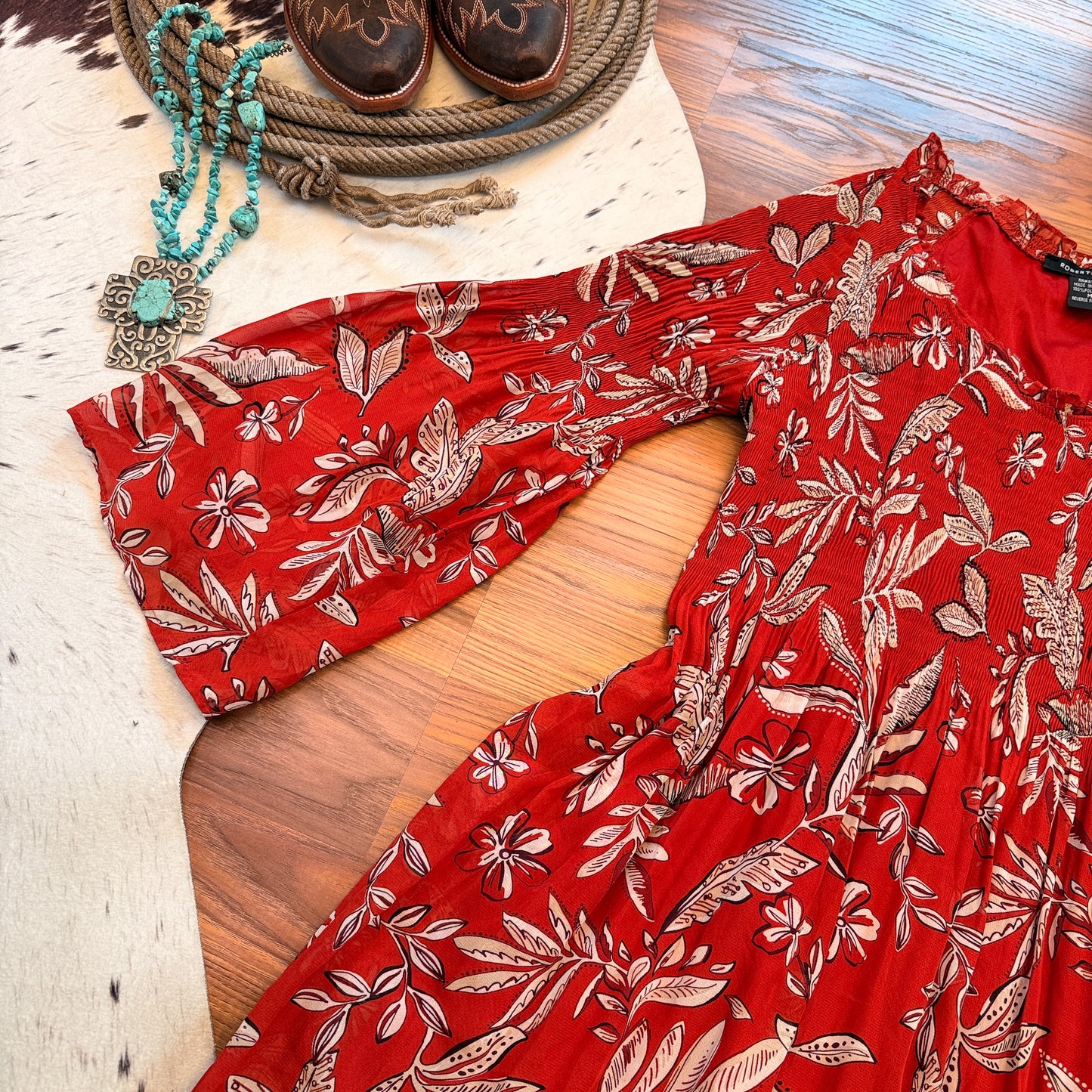 Floral Bell Sleeve Dress by Robert Louis (M)