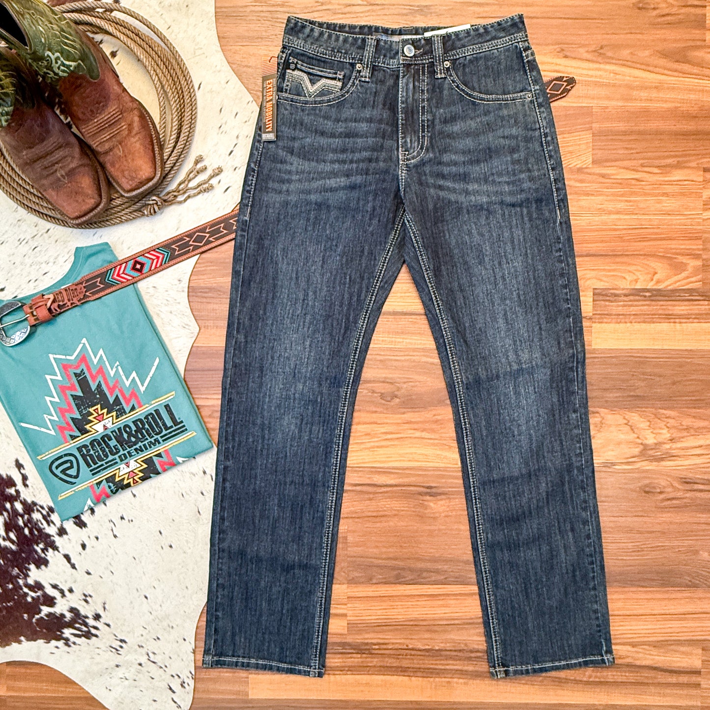 NEW Rock & Roll Denim Men's Alpha High Rise Relaxed Fit Stackable Bootcut Jeans (32x34)