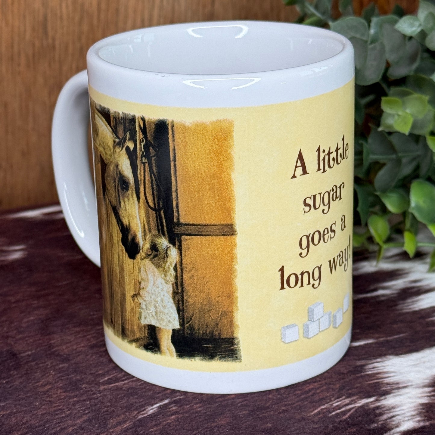 Leanin’ Tree “A Little Sugar Goes a Long Way!” Ceramic Mug Artwork by Lesley Harrison