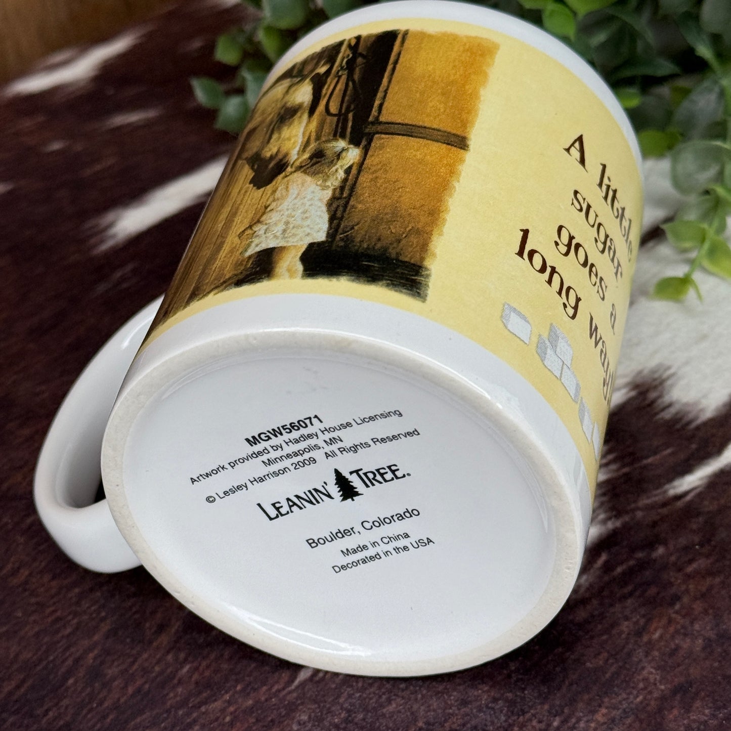 Leanin’ Tree “A Little Sugar Goes a Long Way!” Ceramic Mug Artwork by Lesley Harrison