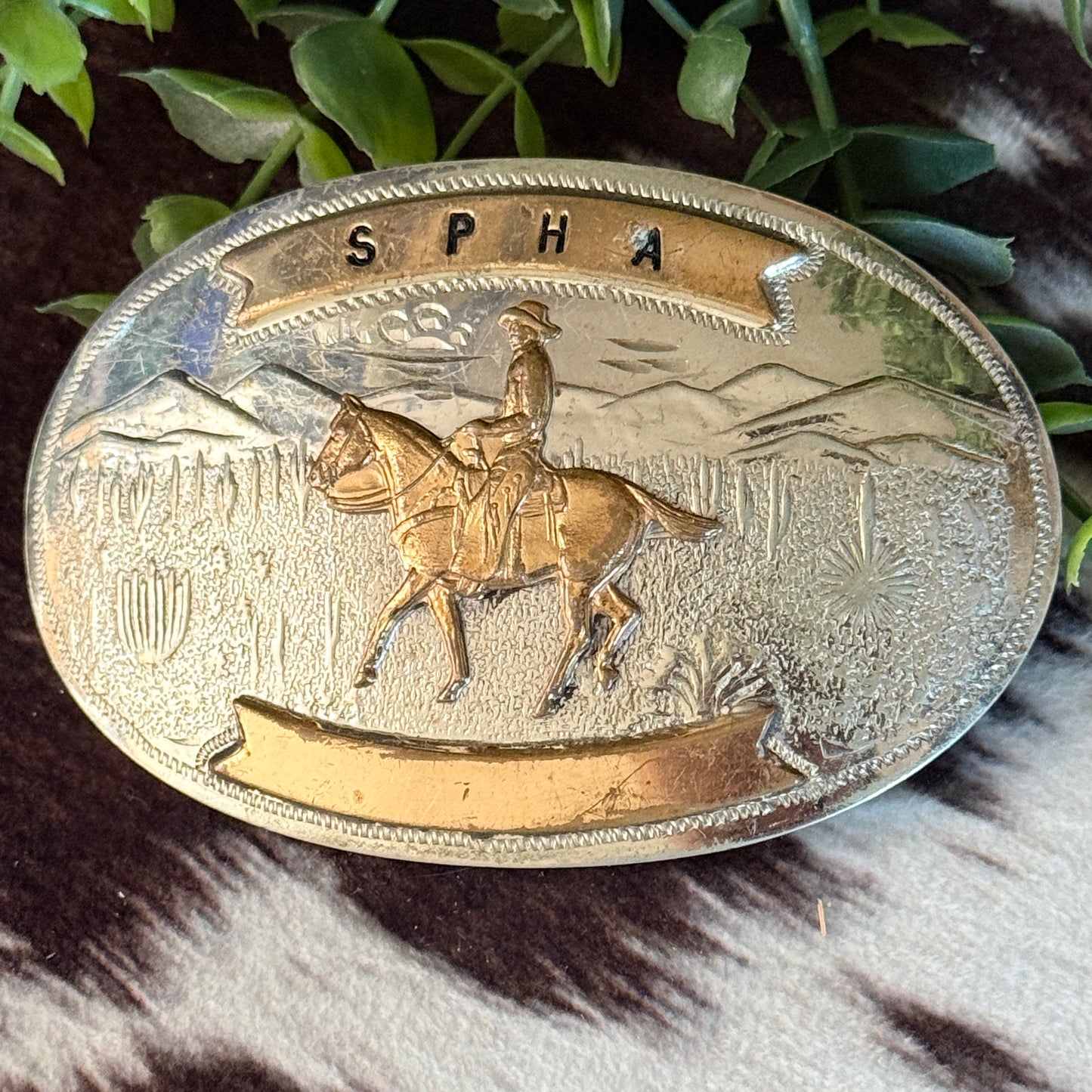 Vintage 1970s Comstock Silversmiths Western Trophy Buckle