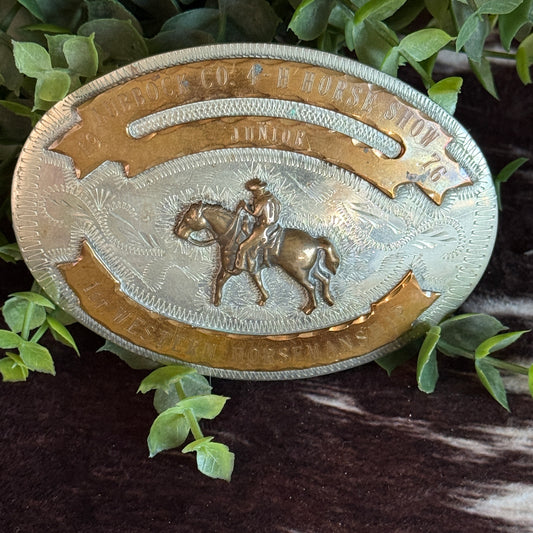 Vintage 1976 Lubbock Co. 4-H Horse Show Western Horsemanship Trophy Buckle