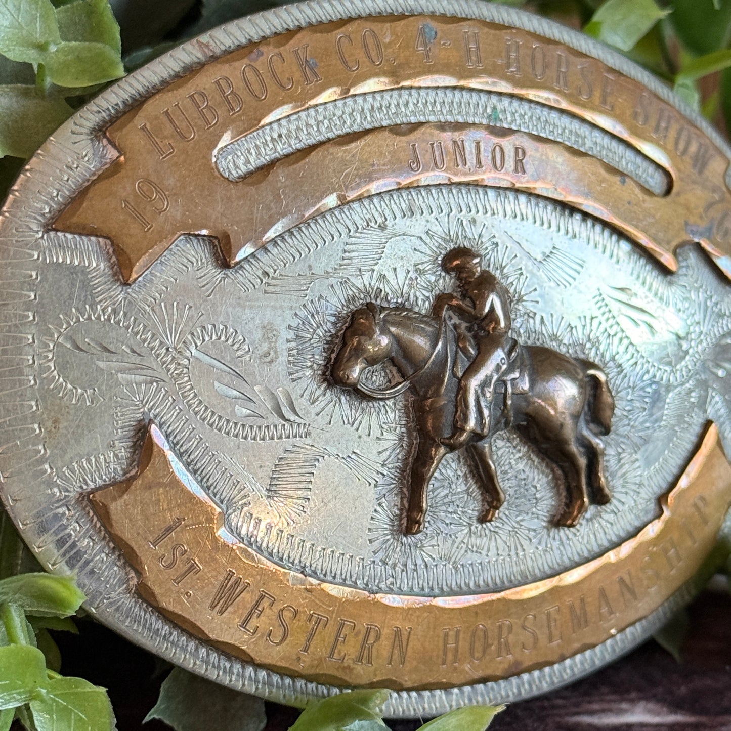 Vintage 1976 Lubbock Co. 4-H Horse Show Western Horsemanship Trophy Buckle