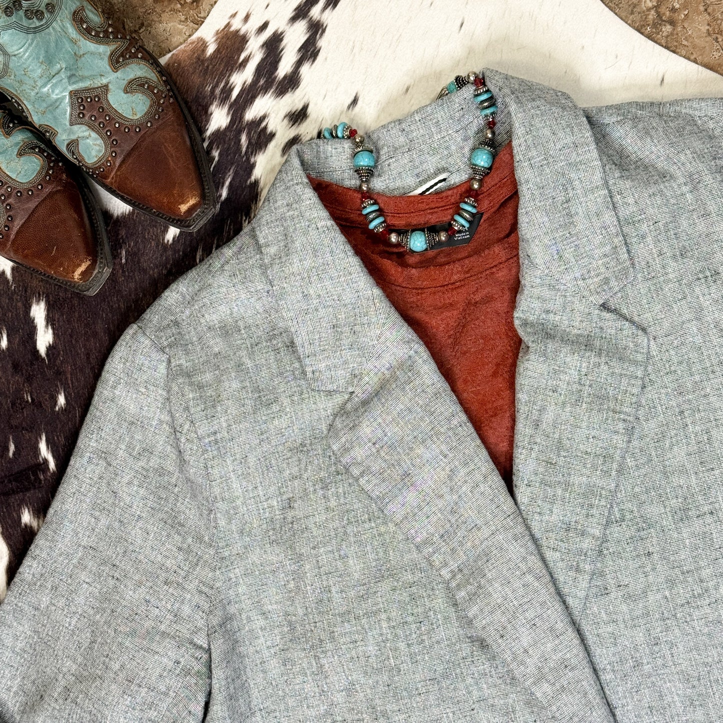 Metallic Silver Blazer + Side Button Accents (XL)