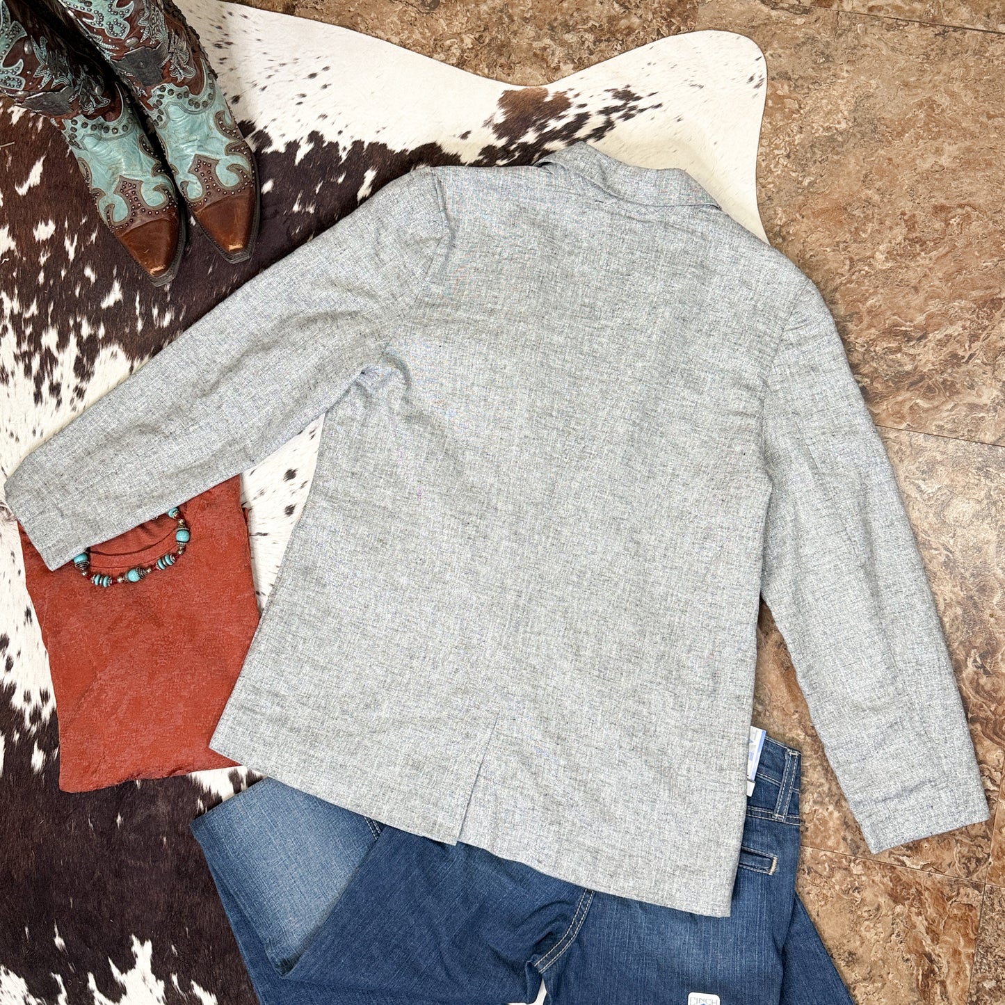 Metallic Silver Blazer + Side Button Accents (XL)