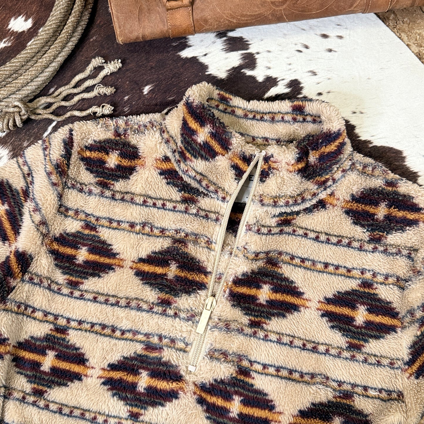 Aeropostale Aztec Sherpa 1/2 Zip Fleece Jacket (Medium)