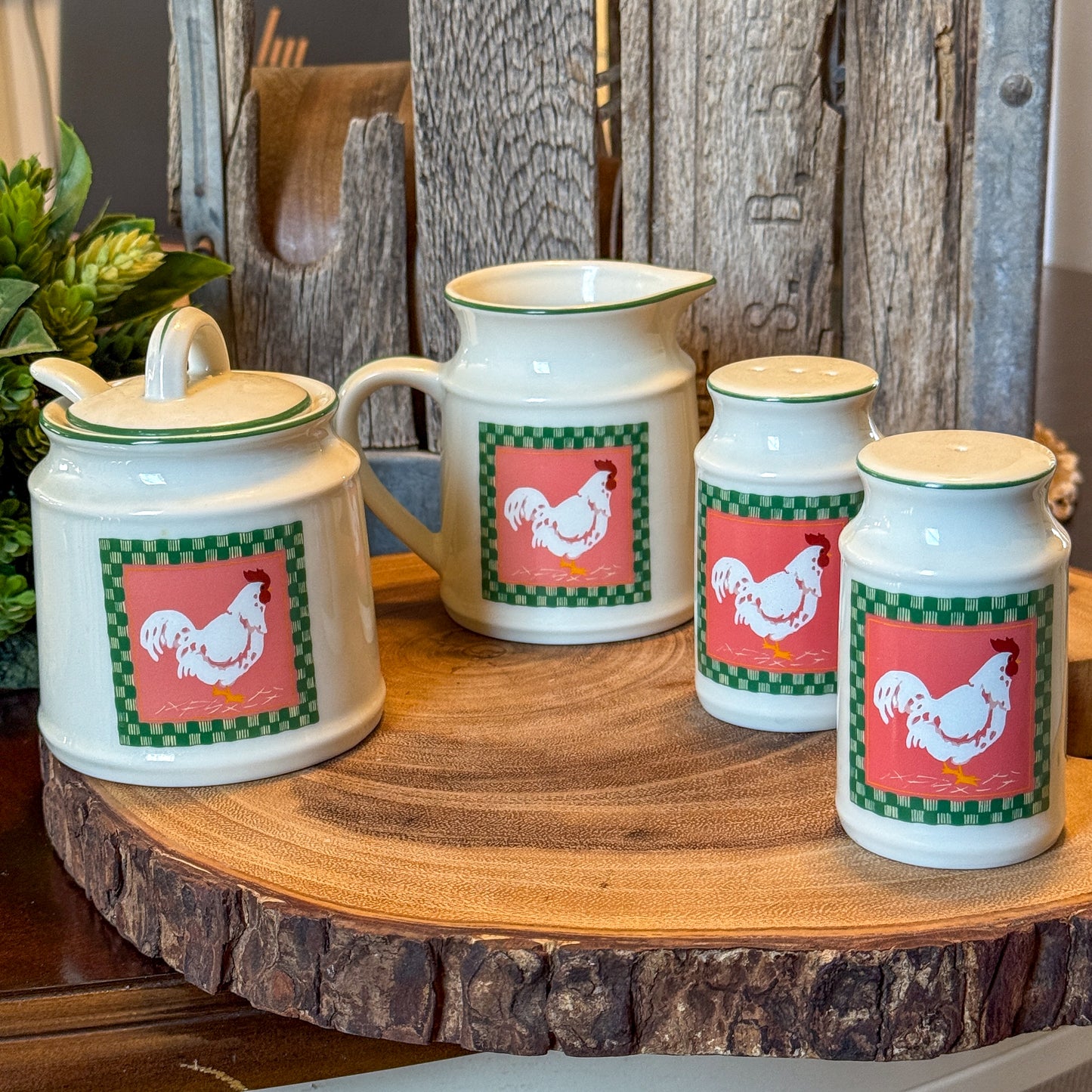 Crowning Touch Vintage Rooster Ceramic Set