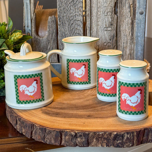 Crowning Touch Vintage Rooster Ceramic Set