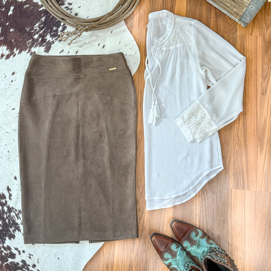Faux Suede Pencil Skirt (XS)