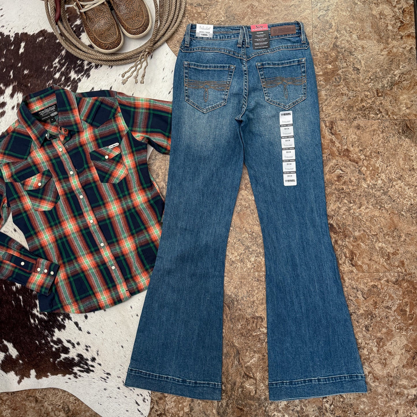 Rock & Roll Denim trouser jeans back full view medium wash size 26x34